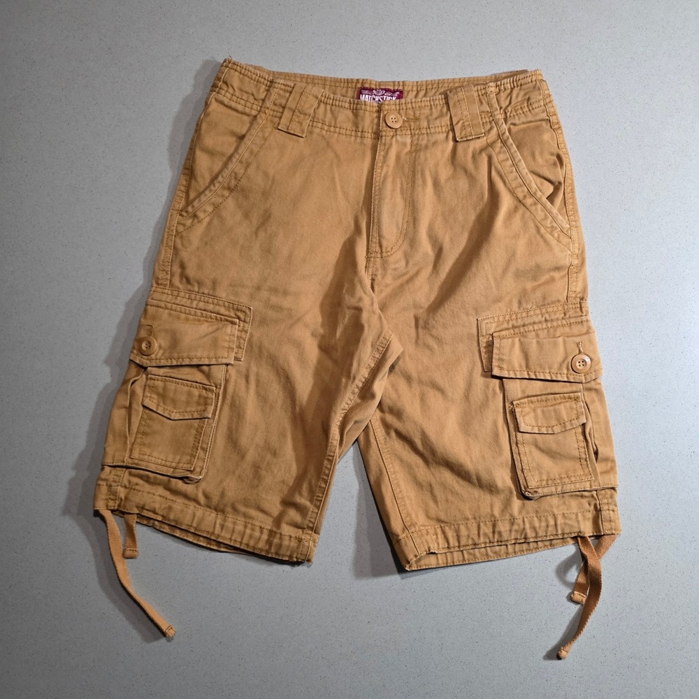 Matchstick Men Tan Khaki Cargo Shorts Size 30 Multi Pocket Utility Hiking Cotton